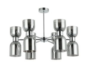 CLA PENDANT ES x 12 Smokey Black 2xGlass Ellipse Chrome w/6 Arms OD650mm Rnd Base | CLESSIDRA3