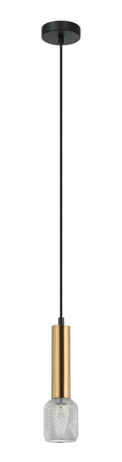 CLA PENDANT SES OD75mm H250mm Cylinder Ant/Brs w/Chrome Mesh | MIKRO2