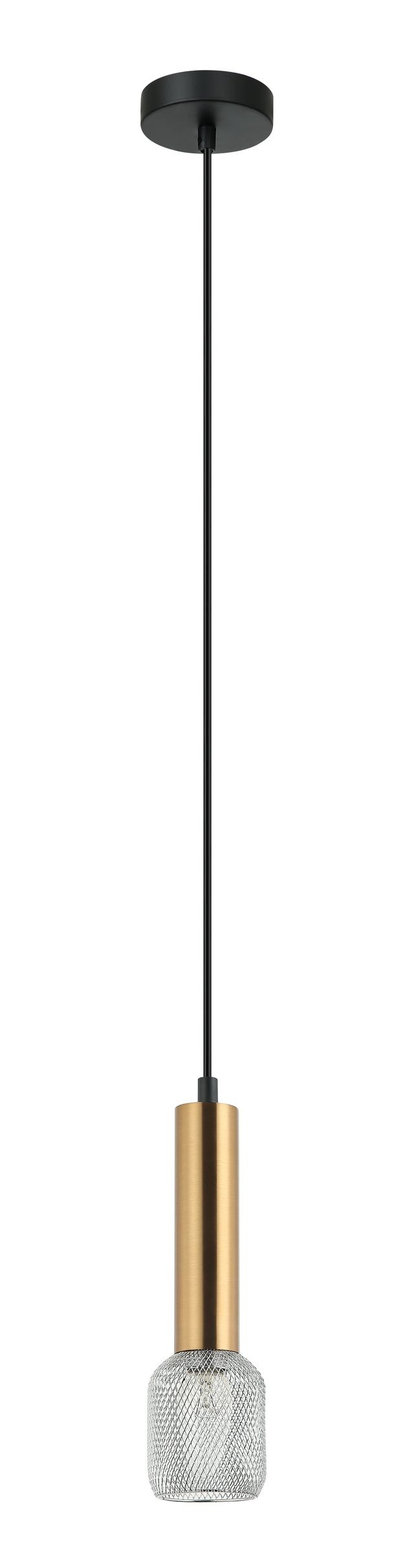 CLA PENDANT SES OD75mm H250mm Cylinder Ant/Brs w/Chrome Mesh | MIKRO2