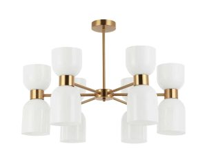CLA PENDANT ES x 12 Opal 2xGlass Ellipse Brass w/6 Arms OD650mm Rnd Base | CLESSIDRA4