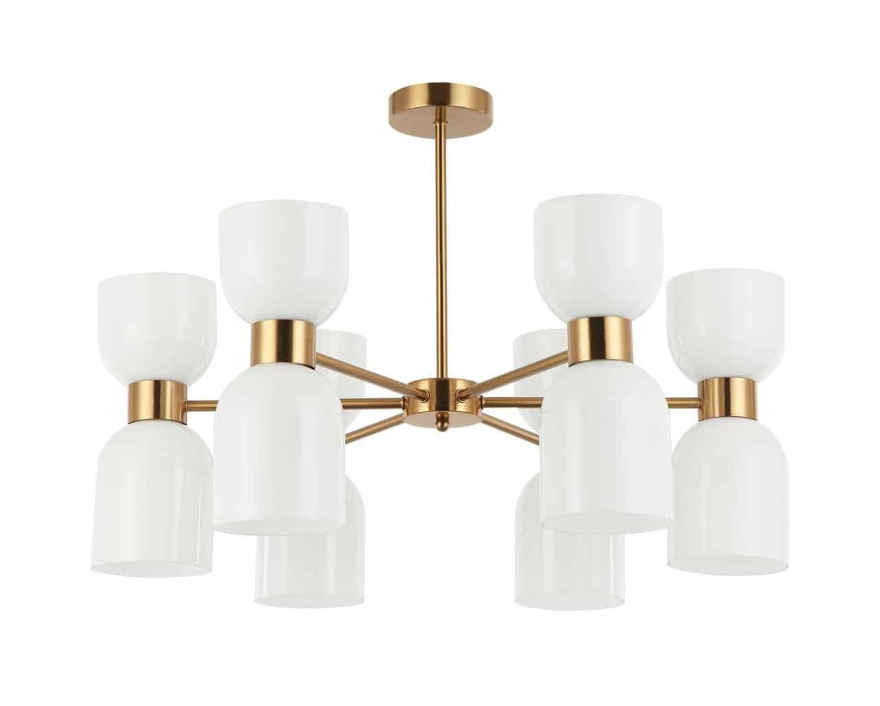 CLA PENDANT ES x 12 Opal 2xGlass Ellipse Brass w/6 Arms OD650mm Rnd Base | CLESSIDRA4