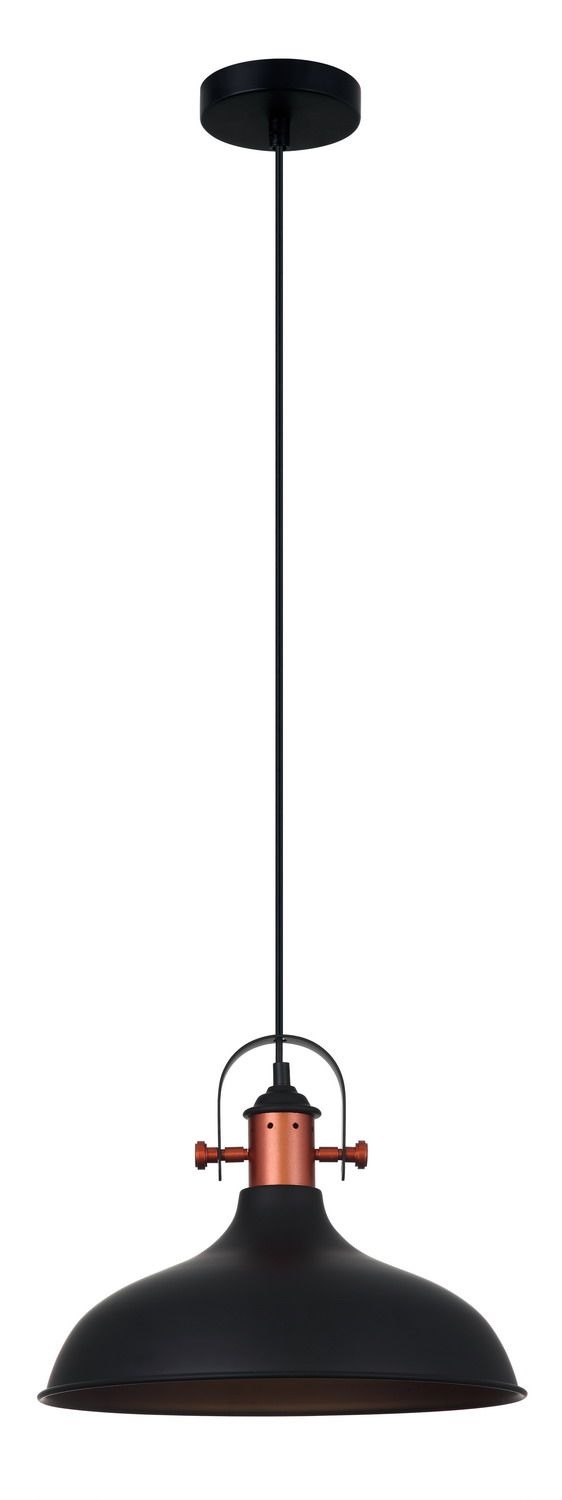 CLA PENDANT ES Matt Blk DOME w/Copper highlights OD360mm | NARVIK2