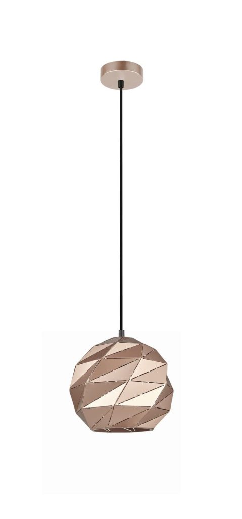 CLA PENDANT ES 60W Rose Gold Dome Sml Iron OD220mm x H3215mm | ORIGAMI2