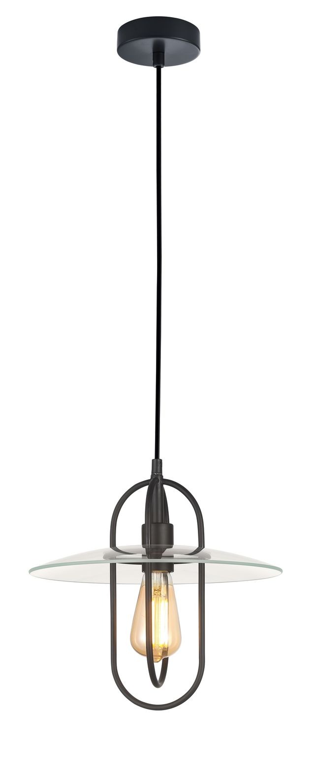 CLA PENDANT ES Matt Blk OBLONG w/Clear Glass Coolie OD315mm | PAPILLON1