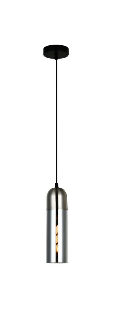 CLA PENDANT ES Smoke Glass Satin Chrome Rnd Top CYLINDER OD80mm | PASTILLE1