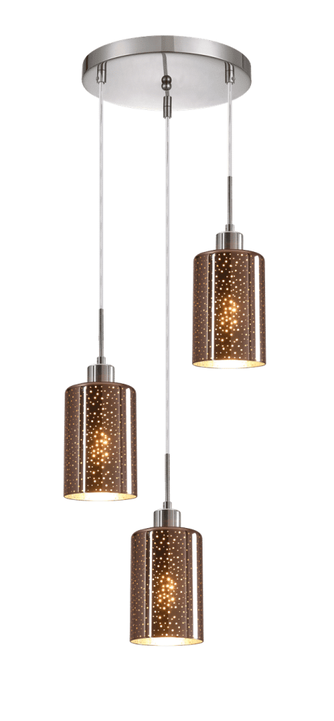 CLA PENDANT ES x 3 72W Copper Glass With Dotted Effect RND Base | ESPEJO4X3R