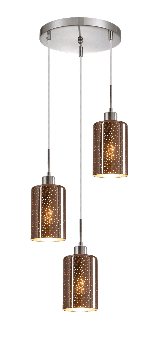 CLA PENDANT ES x 3 72W Copper Glass With Dotted Effect RND Base | ESPEJO4X3R