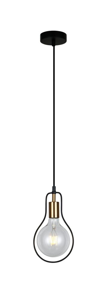 CLA PENDANT ES BLK Wire Pear w/ Antique Brass Highlight OD170mm | CONTOUR1