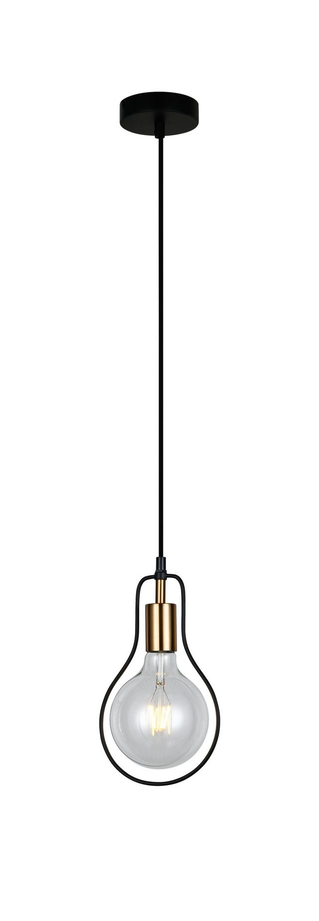 CLA PENDANT ES BLK Wire Pear w/ Antique Brass Highlight OD170mm | CONTOUR1