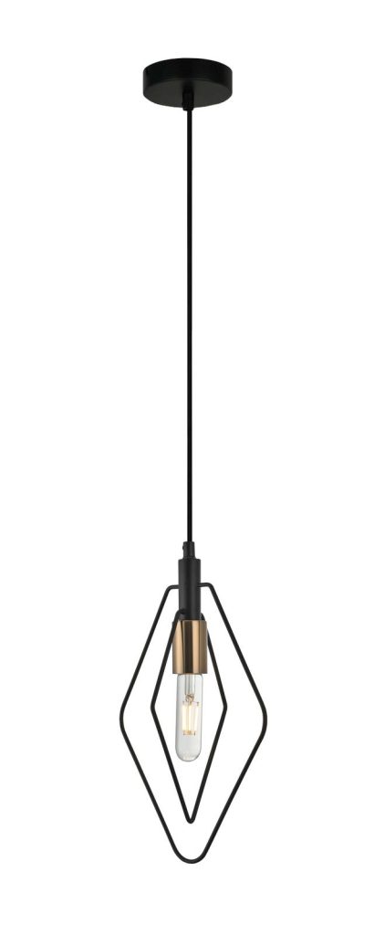 CLA PENDANT ES BLK Diamond w/ Antique Brass Highlight OD210mm | CONTOUR3