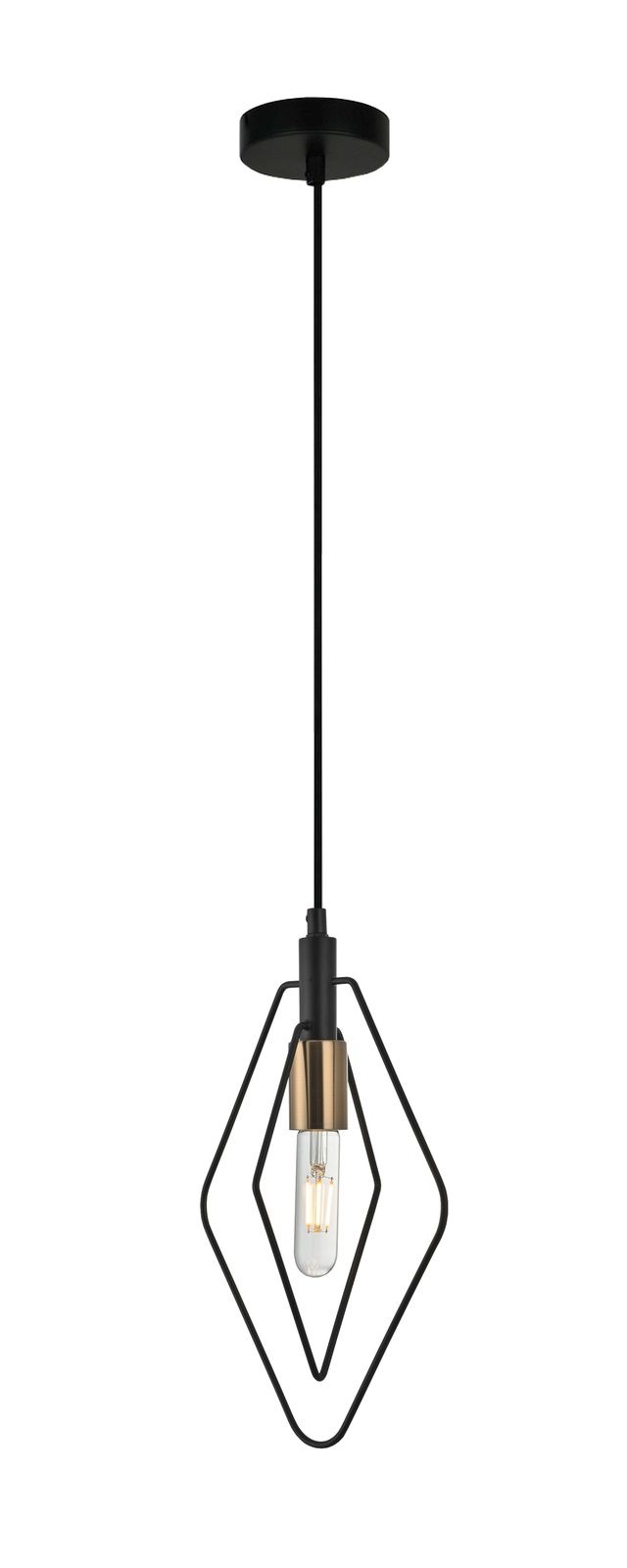 CLA PENDANT ES BLK Diamond w/ Antique Brass Highlight OD210mm | CONTOUR3
