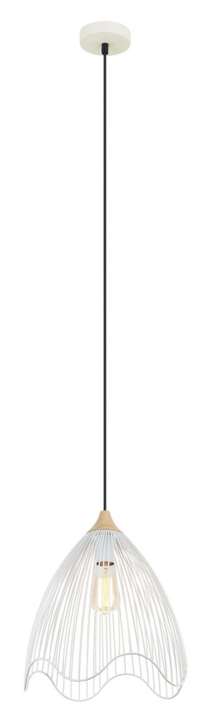 CLA PENDANT ES Wh WIRE CONE w/wavy edge OD330mm | SPIAGGIA4