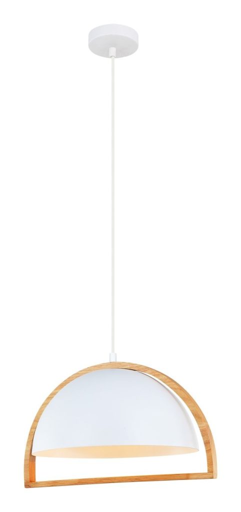 CLA PENDANT ES Matt Wh DOME w/Wood Frame OD370mm | SWING3