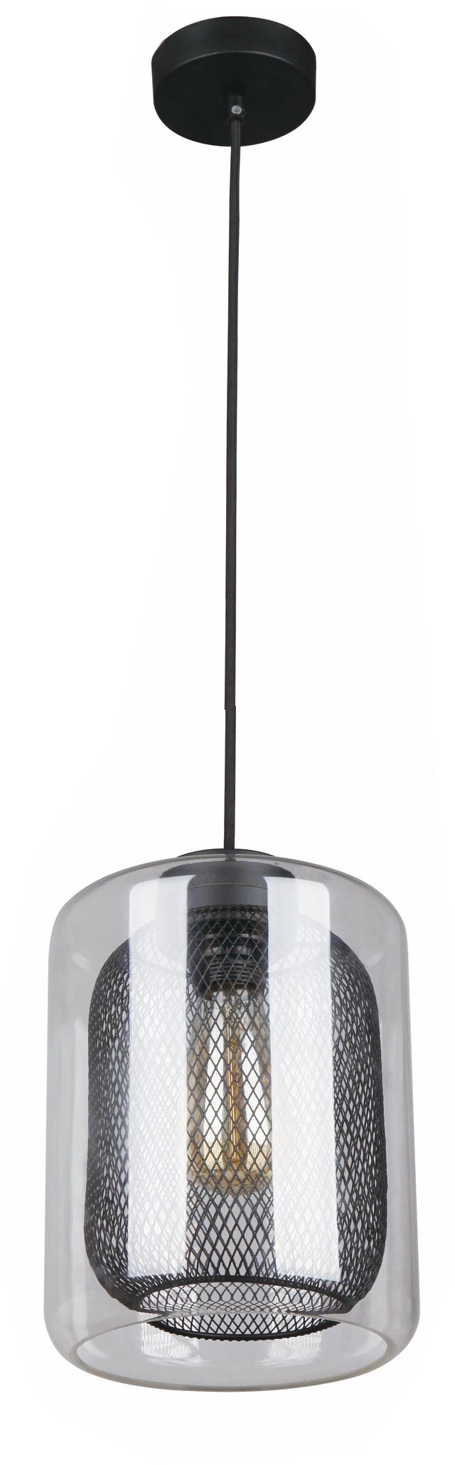CLA PENDANT ES Blk Mesh & Clr Glass OBLONG OD200mm | TONO1