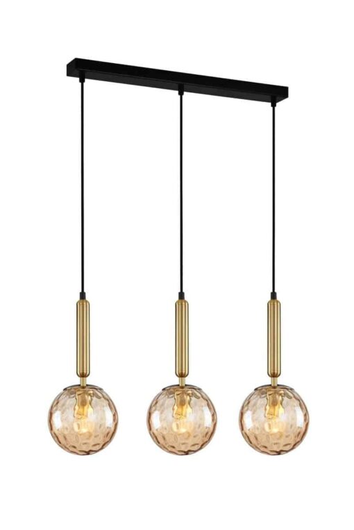 CLA PENDANT ES 3 X 10W Bronze Amber Spherical Glass Encl Sq Base | TRATTINO1X3S