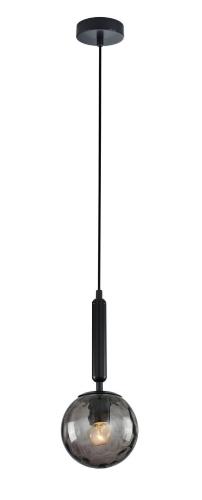 CLA PENDANT ES 10W BLK Smoke Spherical Glass Encl OD150 x H200mm | TRATTINO2