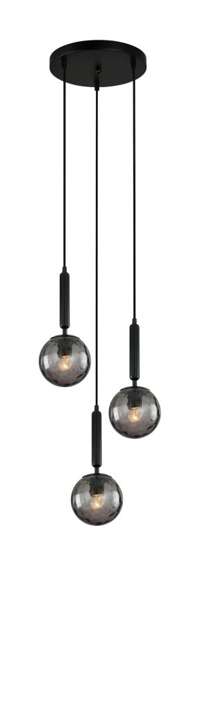 CLA PENDANT ES 3X10W BLK Smoke Spherical Glass Enclosed RND Base | TRATTINO2X3R