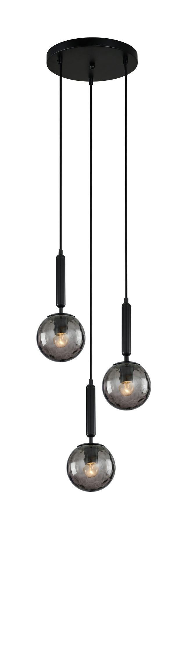 CLA PENDANT ES 3X10W BLK Smoke Spherical Glass Enclosed RND Base | TRATTINO2X3R
