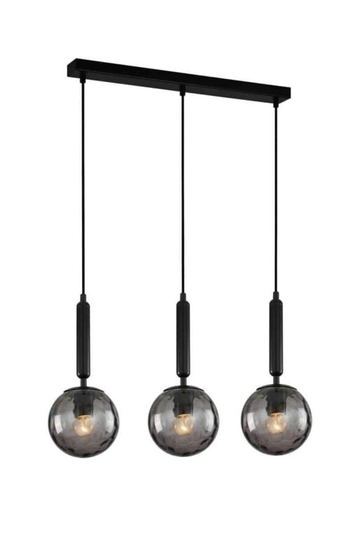 CLA PENDANT ES 3X10W BLK Smoke Spherical Glass Enclosed SQ Base | TRATTINO2X3S