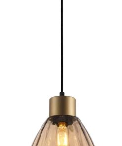 CLA PENDANT ES 72W Bronze Amber Wine Glass Ribbed OD200 x H200mm | TULIP1