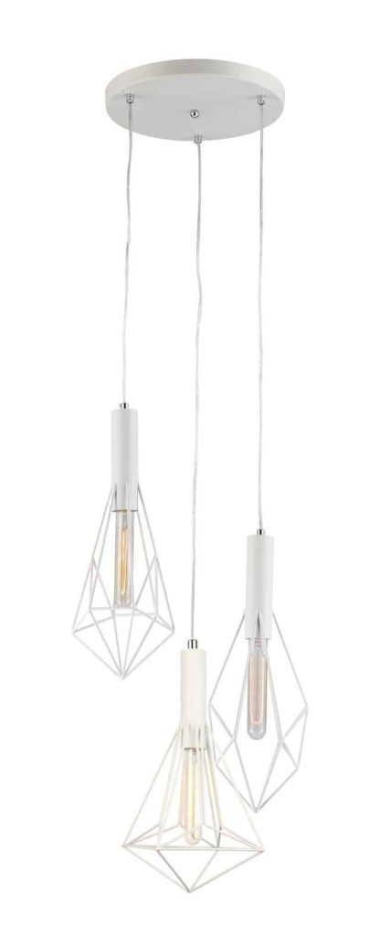 CLA PENDANT ESx3 Wh DIAMOND CAGE x 3 w/RND M/Plate OD390mm | WHITEBAND2X3