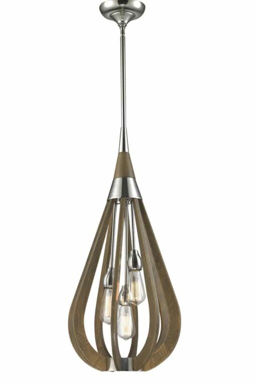 CLA PENDANT ES X 3 Taupe Wood MED TEAR DROP OD355mm | BONITO2