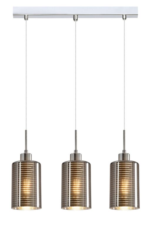 CLA PENDANT ES x 3 72W Chrome Glass Oblong Sq Base | ESPEJO1X3S