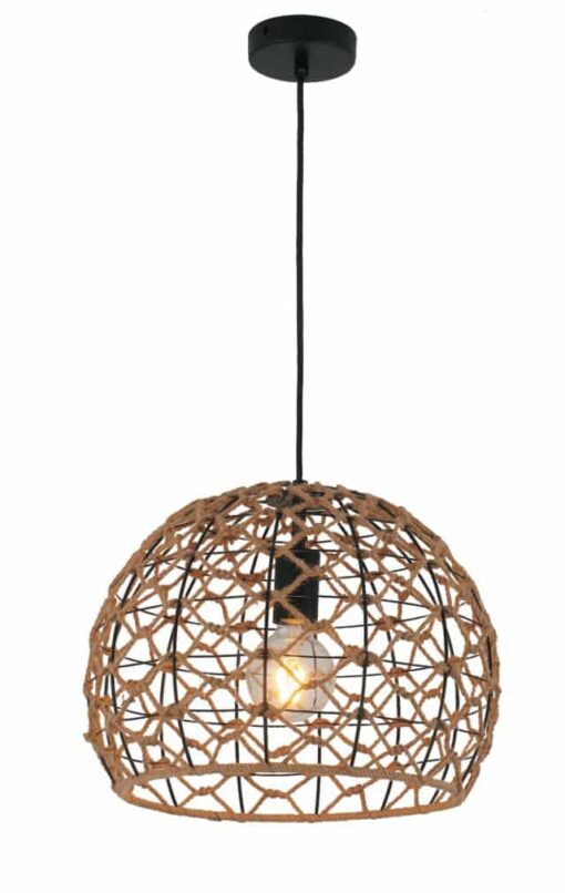 CLA PENDANT ES 40W Wine Glass Hemp Rope & Black Hardware OD360mm | CANAMO2