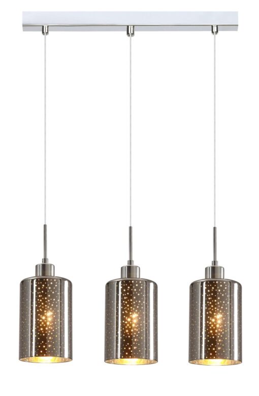 CLA PENDANT ES x 3 72W Chrome Glass With Dotted Effect Sq Base | ESPEJO3X3S