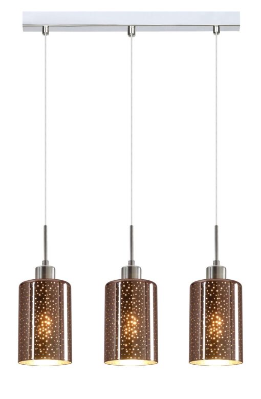 CLA PENDANT ES x 3 72W Copper Glass With Dotted Effect Sq Base | ESPEJO4X3S