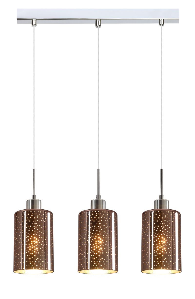 CLA PENDANT ES x 3 72W Copper Glass With Dotted Effect Sq Base | ESPEJO4X3S