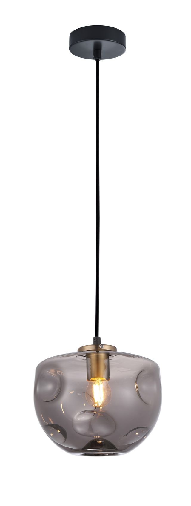 CLA PENDANT ES Smoke Glass FlatTop Dome Ant.Brass Highlight OD220mm | FOSSETTE3