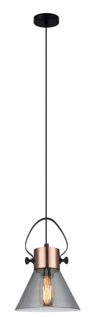 CLA PENDANT ES Smoke Glass CONE w/Cop highlights OD180mm | FUMOSO1