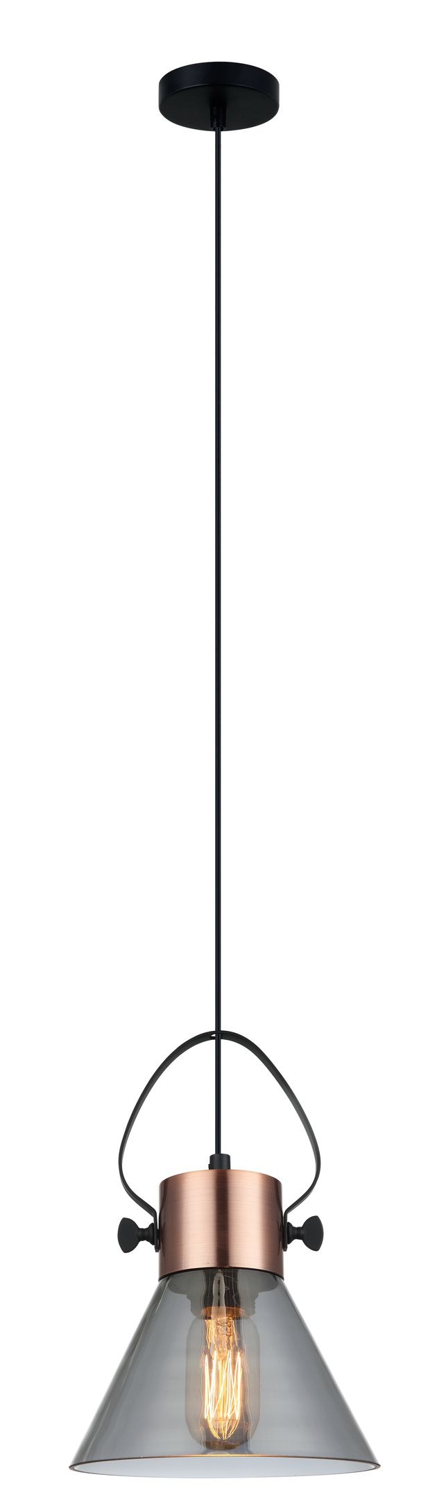 CLA PENDANT ES Smoke Glass CONE w/Cop highlights OD180mm | FUMOSO1