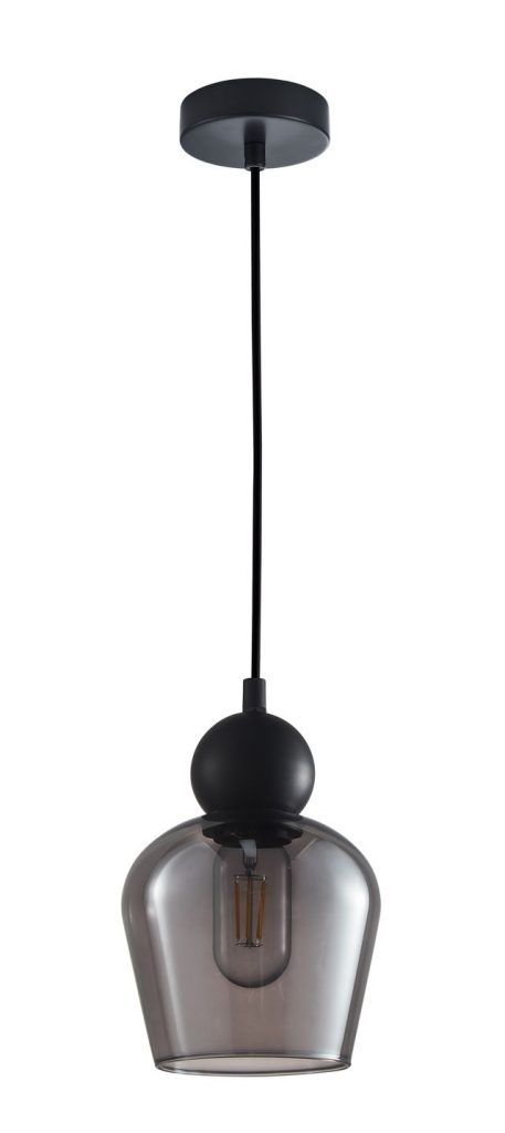 CLA PENDANT ES 72W BLK Smoke Glass ELLIPSE OD145mm x H200mm | CHAMPAN2