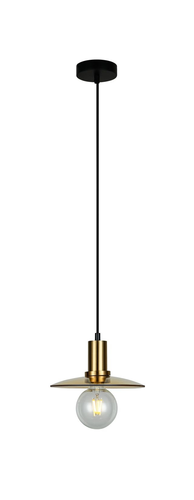CLA PENDANT ES Amber Glass Coolie w/Ant. Brass Highlight OD220mm | CHAPEAU2