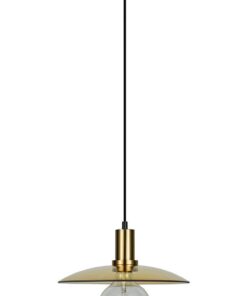 CLA PENDANT ES Amber Glass Coolie w/Ant. Brass Highlight OD300mm | CHAPEAU4