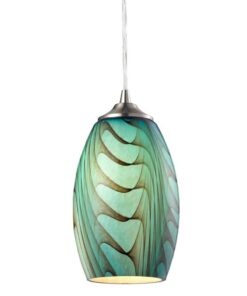 CLA PENDANT ES Blue Glass ELLIPSE w/swirls OD120mm | GLAZE3