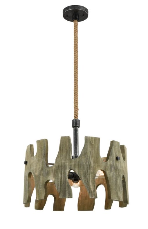 CLA PENDANT ESx3 Weathered Grey Wood RND OD510mm | HOPI01