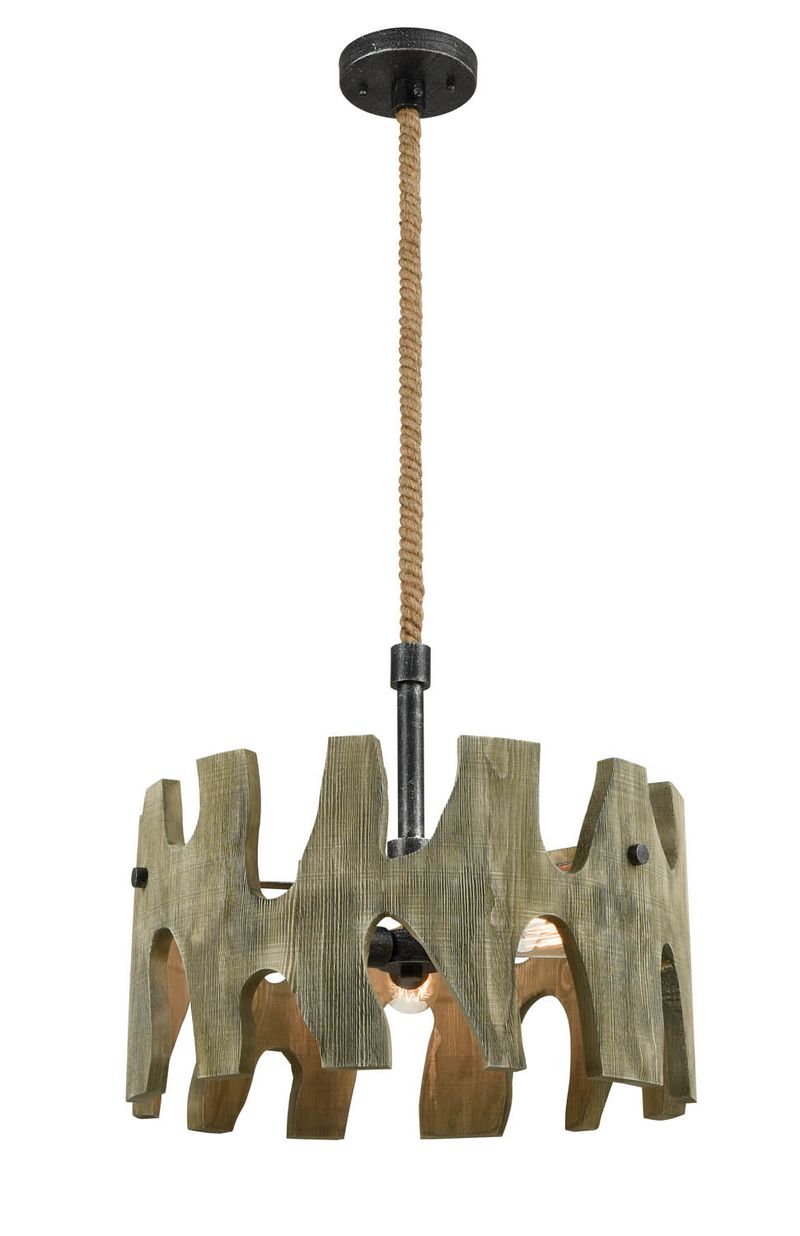 CLA PENDANT ESx3 Weathered Grey Wood RND OD510mm | HOPI01