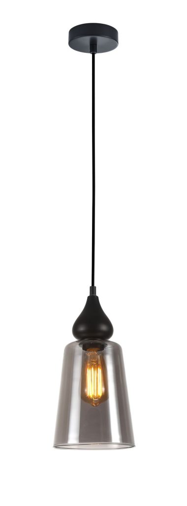 CLA PENDANT ES 72W BLK Smoke Glass Flat Top OD160mm x H305mm | JEREZ2