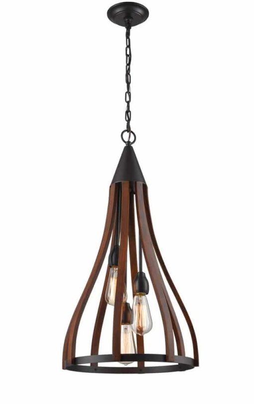 CLA PENDANT ESx3 Dark Red Wood MED BELL OD391mm | KHALEESI2