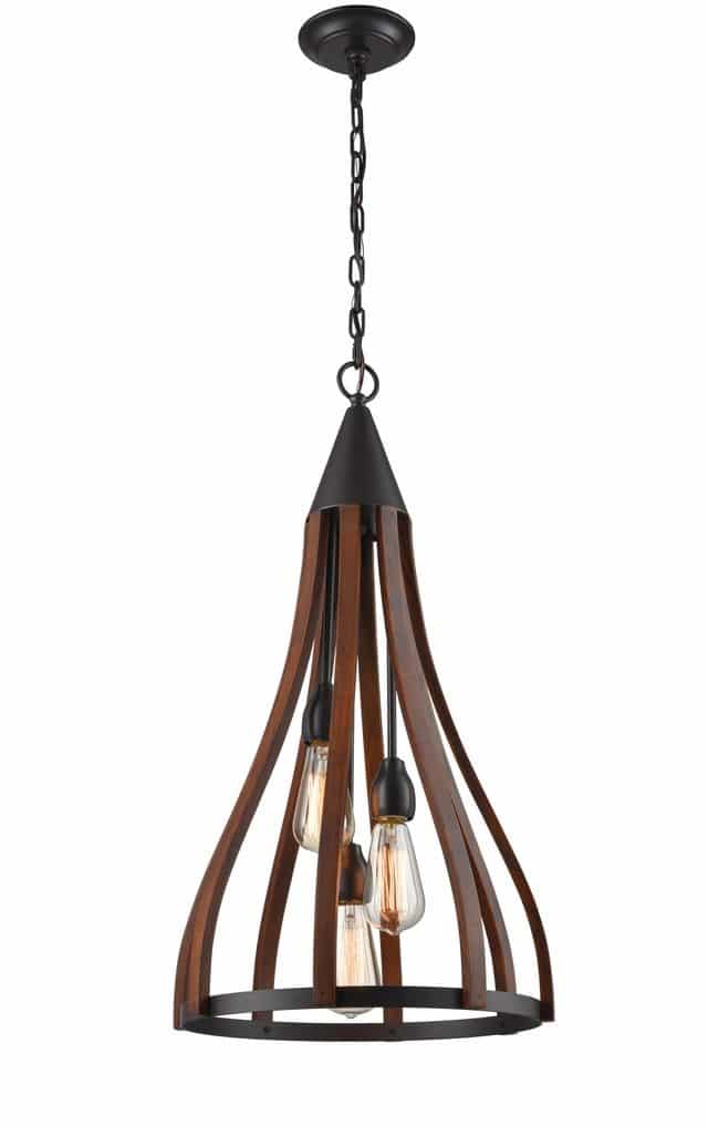 CLA PENDANT ESx3 Dark Red Wood MED BELL OD391mm | KHALEESI2