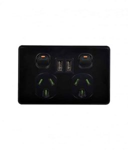 TRADER PUMA DOUBLE GPO 10A WITH DUAL 3.4A USB BLACK | PUPP2USB2GBK