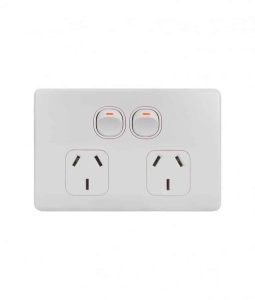 Trader Flat Cat Double GPO Power Point Horizontal 10A White | FLPP2G