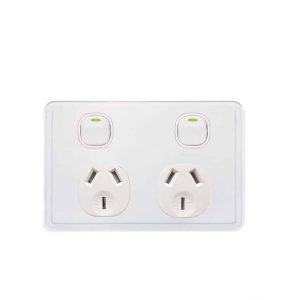 Trader Senoa Simple Double GPO Power Point Horizontal 10A White | SENPP2G